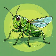 an AI Image Generator, Vivid Illustration of a Green Grasshopper