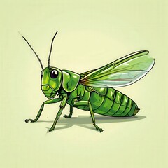 an AI Image Generator, Vivid Illustration of a Green Grasshopper