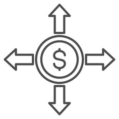 Cash Outflow Outline Icon Element For Design
