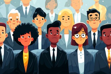 illustration of people in professional attire at corporate seminar