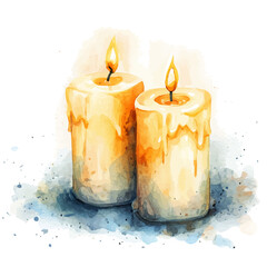 Candles, watercolor painting vector, high quality, isolated on a white background.