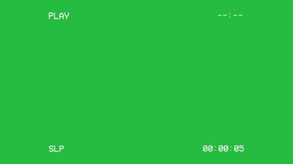 VCR VHS screen Interface on green screen background - Powered by Adobe