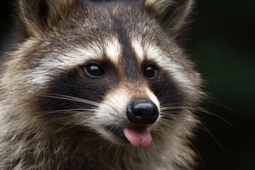 Fototapeta premium a raccoon sticking its tongue out