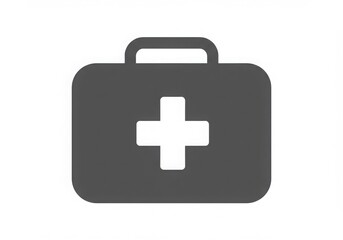 Obraz premium Gray first aid kit icon with white cross symbol
