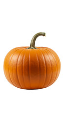 Obraz premium Isolated Photo of Ripe Orange Pumpkin with Stem on Transparent Background