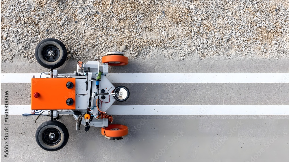 Aufkleber ground-penetrating radar device scanning pavement for infrastructure analysis.