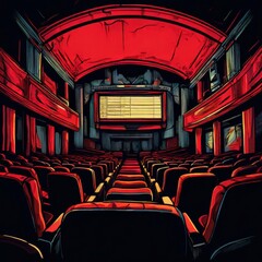 an AI Image Generator, Vintage Theater Scene With Red Seats and Stage