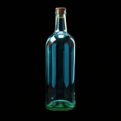an AI Image Generator, Clear Glass Bottle with Metallic Cap in Minimalist Lighting
