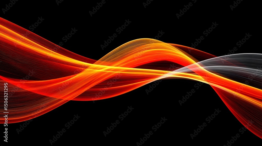 Poster fiery fractal lines dance across a dark digital canvas.