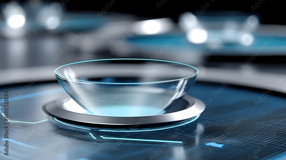 Poster futuristic navigation hologram floating above a high-tech platform