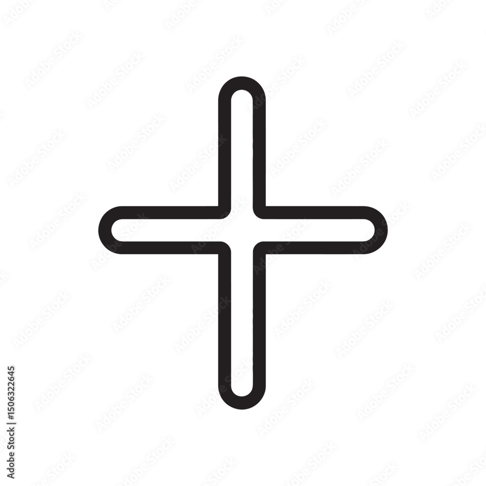 Aufkleber simple plus sign features rounded corners, creating a soft and modern geometric symbol