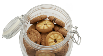 Isolated PNG Delicious Cookies in Glass Jar with Transparent Background