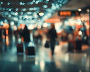 Airport Terminal Blurred Crowd.