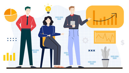 Business meeting discussing company growth. Suitable for presentations, websites, articles, and other business-related projects emphasizing growth and development.