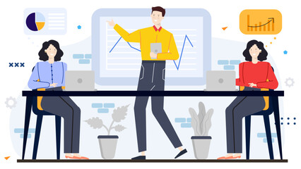 Three individuals in a business meeting discussing strategies for company expansion. Suitable for presentations, business articles, and marketing materials.