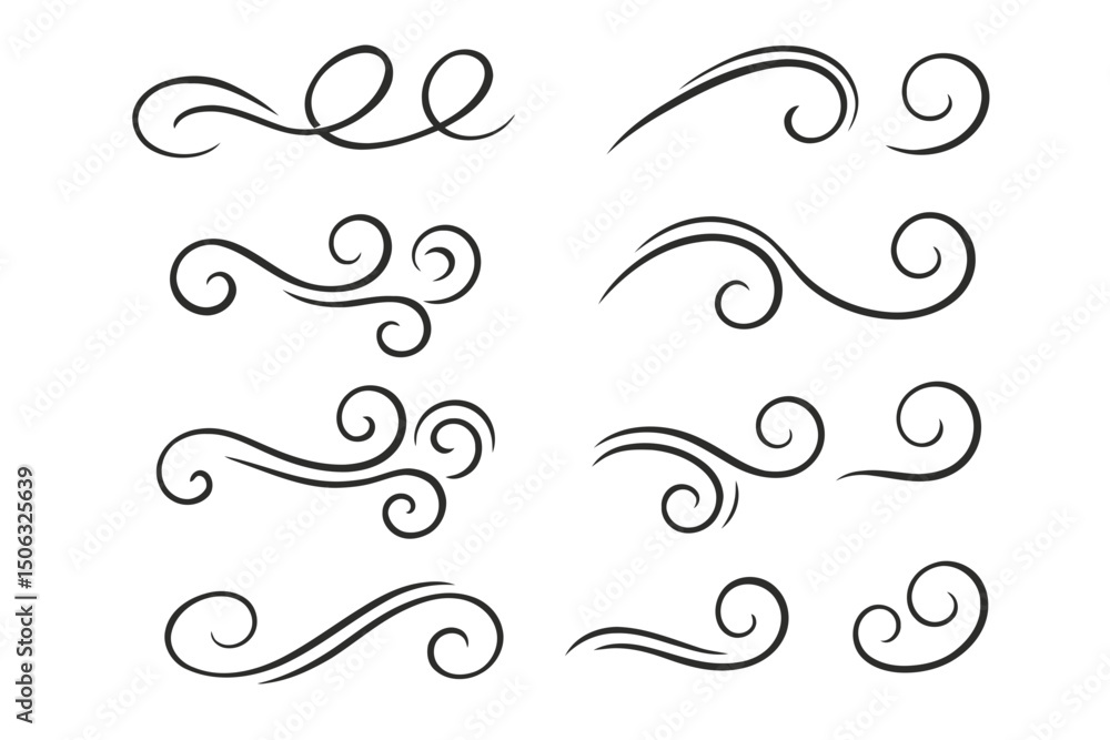 Poster vector collection of ten elegant swirl flourishes and decorative elements for design projects use an