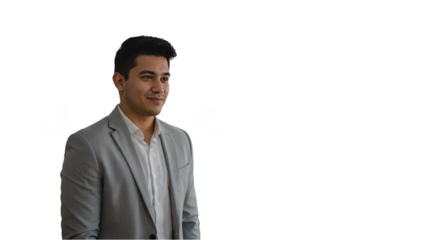 Isolated Portrait of a Confident Young Businessman In Transparent