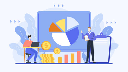 Two people discussing financial strategy, perfect for financial planning brochures, investment websites, banking presentations, or business consultation advertisements.