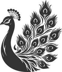 Vector element animal bird silhouette of a peacock