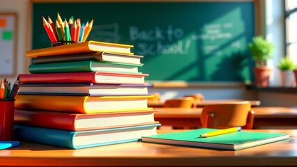 back to school supplies on desk