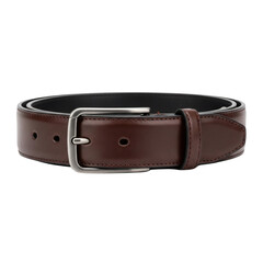 Brown leather belt with silver buckle