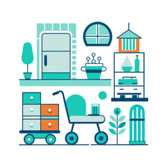 Room Interior and Furniture Icons