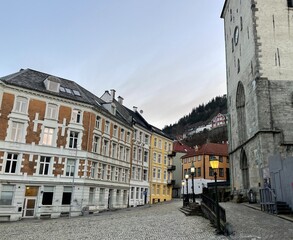 Bergen city center in dusk