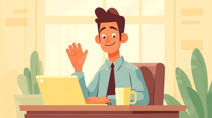 business coach waving goodbye virtual meeting