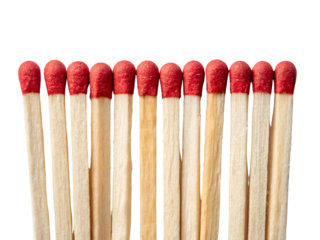Pile of Wooden Matchsticks with Red Tips Isolated on transparent background, Isolated Png file, Cut-out, Isolate Png, No Background, Isolated object