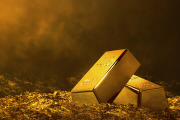 Stack of shiny gold bars