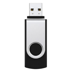 Black and silver USB flash drive