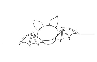 Fototapeta premium Halloween Bats Flying Continuous Line Drawing with Editable Stroke, minimalist sketch one line art vector illustration, Halloween bat spooky concept.