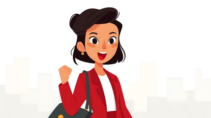 Businesswoman cheering after product sale alert