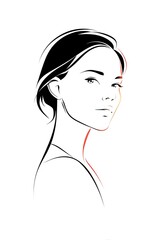 Artistic line drawing of woman's glowing face with smooth skin