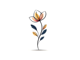 Abstract minimalistic flower in one line modern design