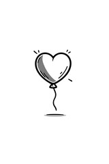 Minimalist single-line illustration of a heart-shaped balloon floating