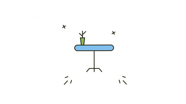 Animation Table with a plant on top.