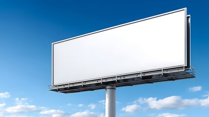Fototapeta premium Blank billboard under blue sky for outdoor advertising space