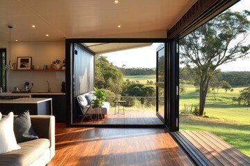 Obraz premium Modern home with panoramic countryside views.