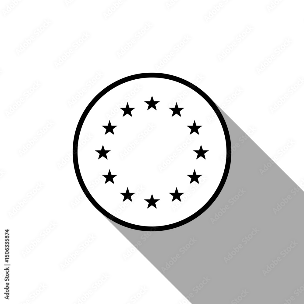 Poster flag of the european union. flag icon. black line icon. eu circle flag logo icon computer vector ill