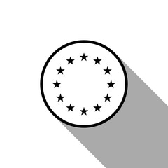 Flag of the European Union. Flag icon. Black line icon. EU circle flag logo icon computer vector illustration design.