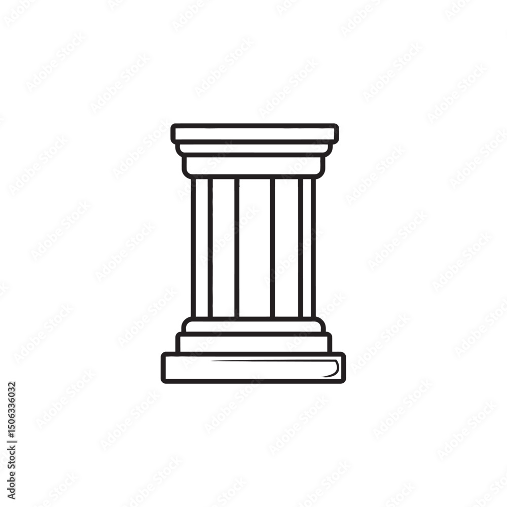 Poster simple black outline showcases isolated classic column on transparent backdrop for versatile use