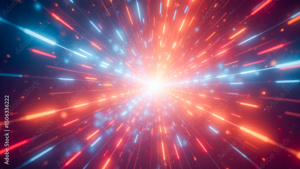 Aufkleber vibrant abstract light rays burst effect in red and blue color spectrum background