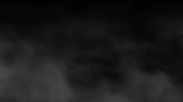 Dark smokey background. Seamless loop of misty fog with black backdrop. Cool mysterious wallpaper animation.