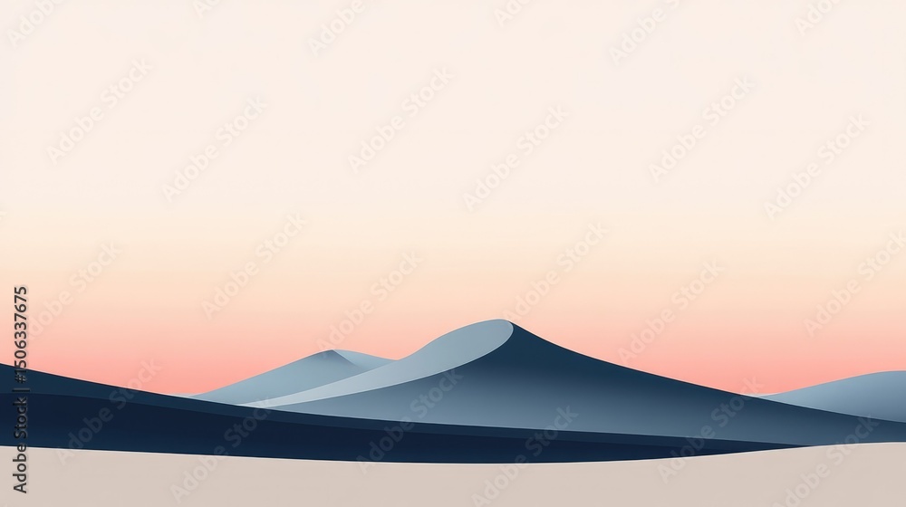 Aufkleber abstract landscape featuring soft pastel tones and gentle curves of mountains against a serene gradi