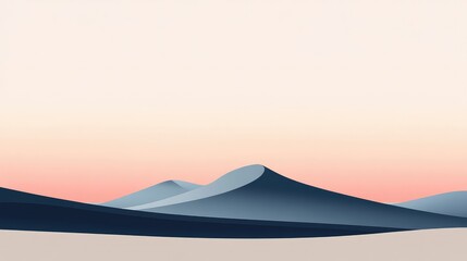 Abstract landscape featuring soft pastel tones and gentle curves of mountains against a serene gradient sky, creating a harmonious and calming atmosphere