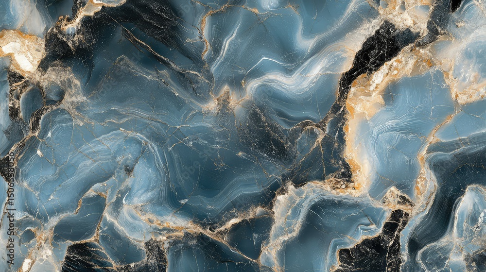 Poster elegant blue marble background with fluid patterns and gold veins for sophisticated design projects 