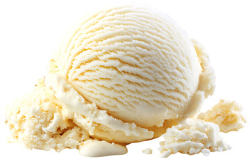 Close up of vanilla ice cream scoop with melting texture