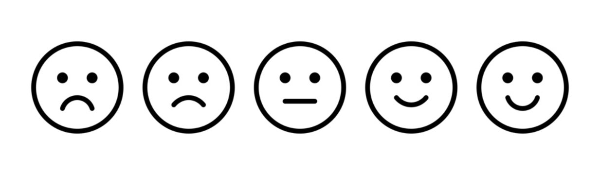 Rating emoji icon set. Feedback emoticons