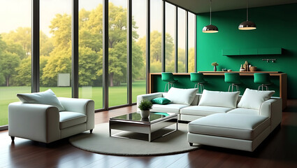 minimalist living room interior featuring white couch